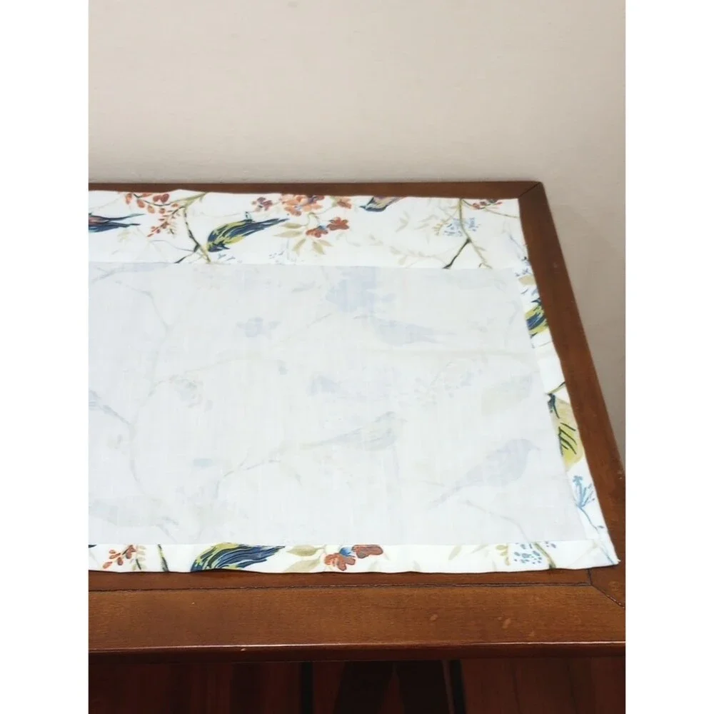 Vogol White Bird Print Valances, Set Of 2 Panels